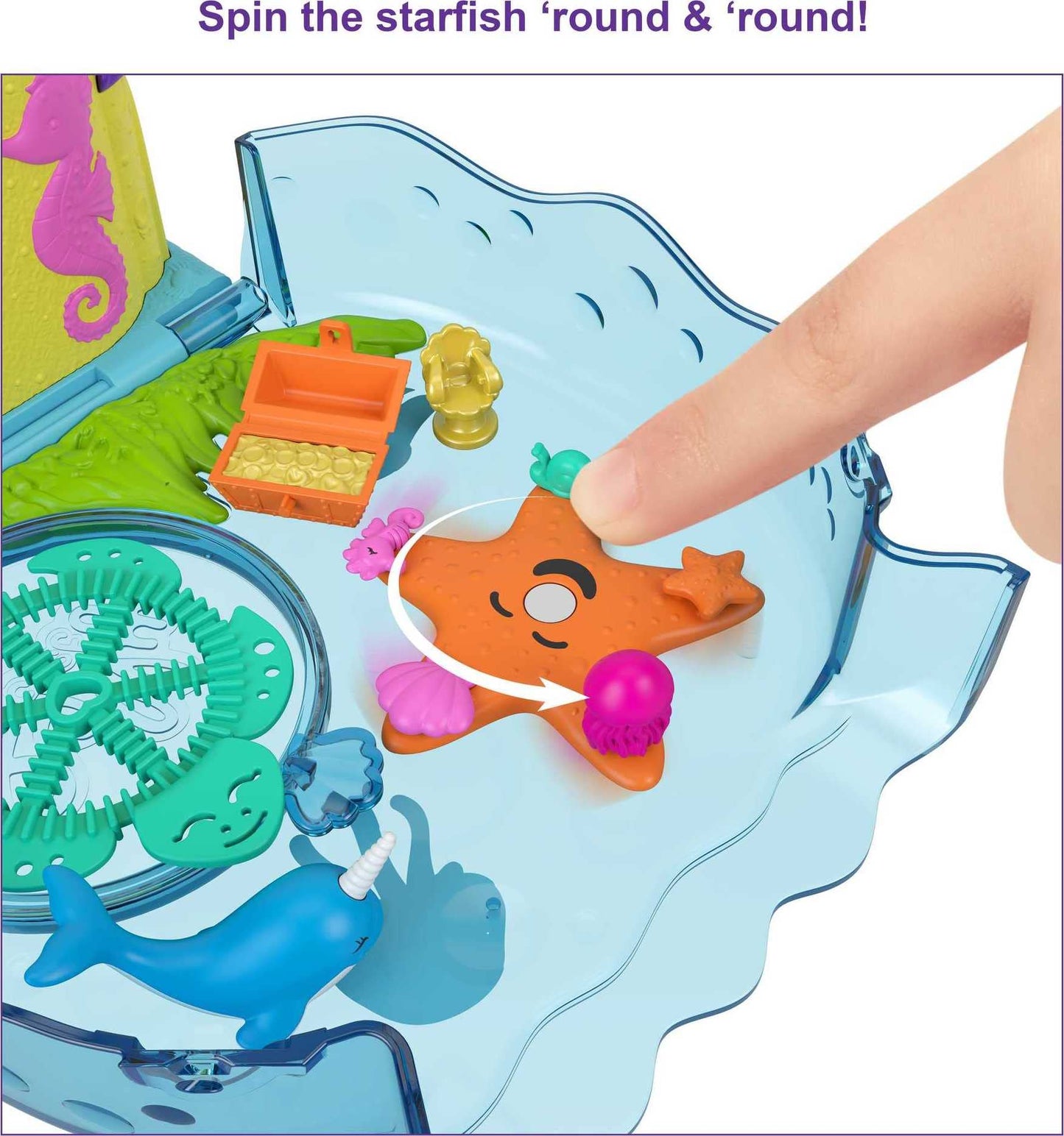Polly Pocket Aquarium with Underwater Theme, 2 Bubble-Making Features, Pool, Micro Polly & Mermaid Doll, Bubble Solution & 18 Accessories, Pop & Swap