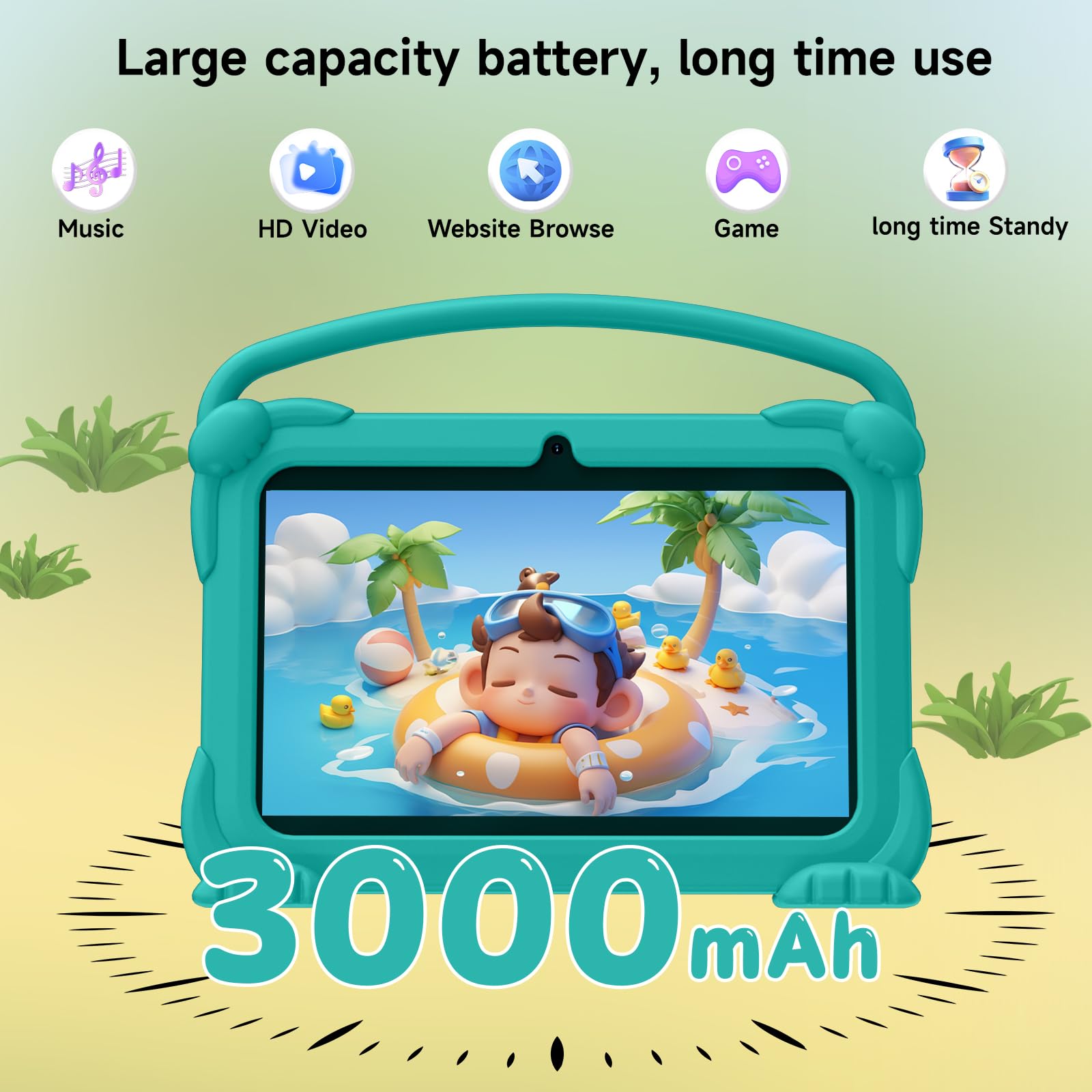 YQSAVIOR Kids Tablets, Android 12 Tablet for Kids, 4GB RAM 32GB ROM Toddler Tablet 7 inch IPS Screen, Parental Control, 2+5MP Dual Camera, Shockproof