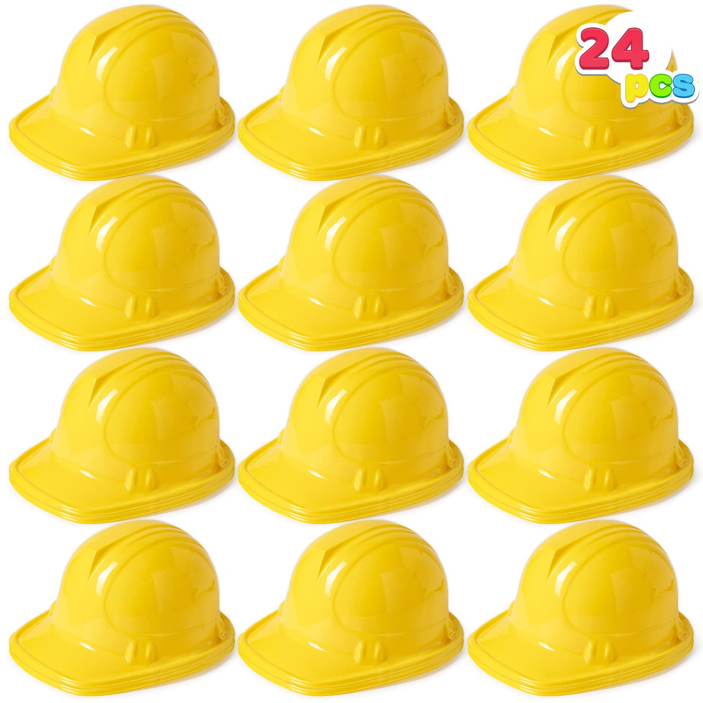 JOYIN 24 Pcs Toy Construction Hard Hats, Soft Plastic Yellow Kids Party Hat, Birthday for Construction Birthday Party, Children’s Engineer,Building