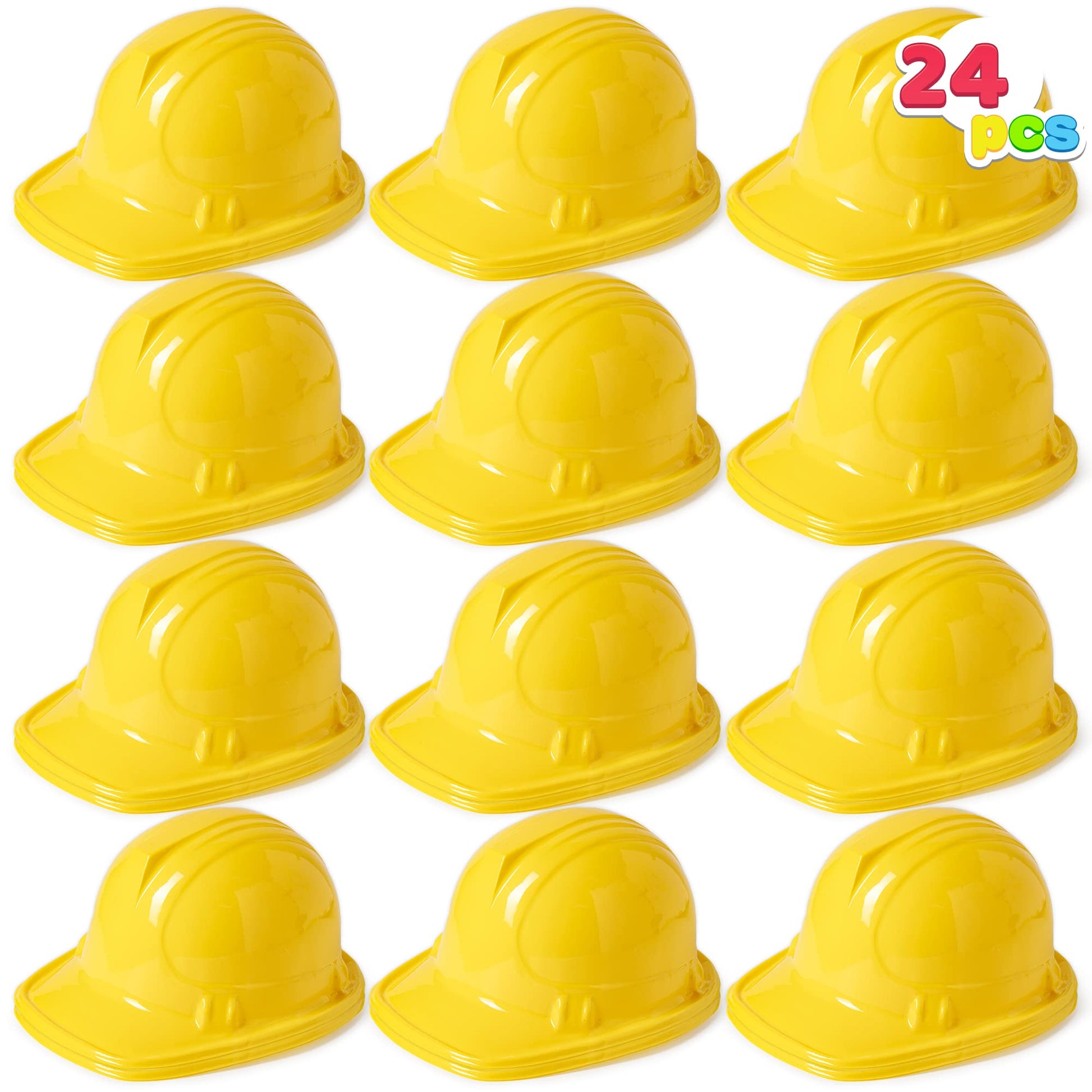JOYIN 24 Pcs Toy Construction Hard Hats, Soft Plastic Yellow Kids Party Hat, Birthday for Construction Birthday Party, Children’s Engineer,Building