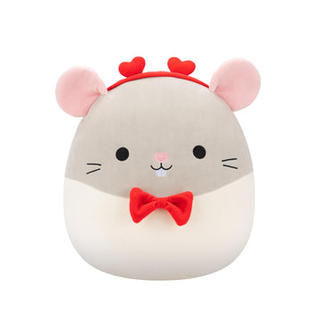 Squishmallows Original 14in Rusty The Grey Rat with Heart Headband and Bowtie - Official Jazwares Plush (Large)