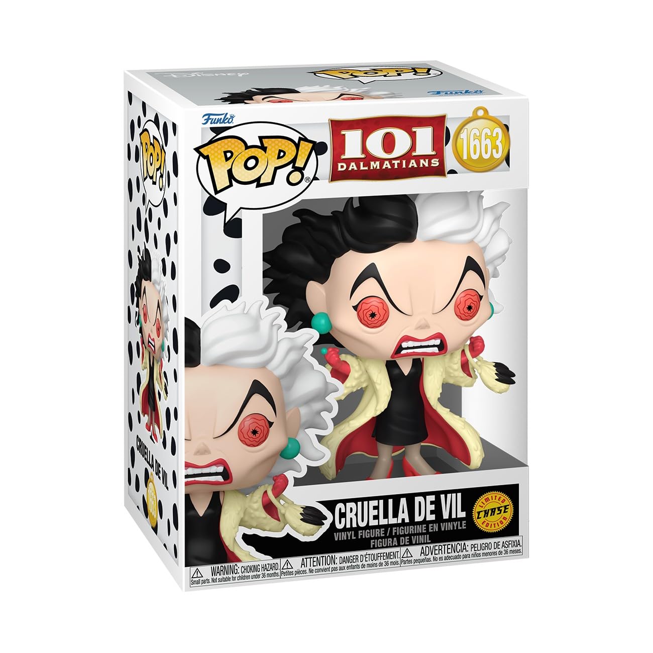 Funko Pop! Disney: 101 Dalmatians - Cruella De Vil - 1/6 Odds for Rare Chase Variant - Collectable Vinyl Figure - Gift Idea - Official Merchandise