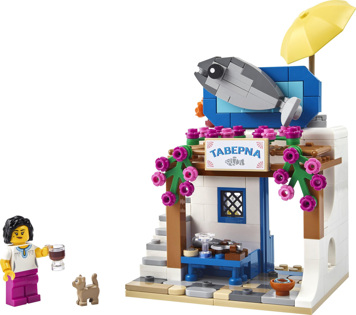 LEGO Restaurants of the World Greece Set #40908 - 254 Pieces, Collectible Greek Taverna Display with Rooftop Fish, Taverna Sign & Greek Minifigure |