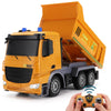 IQKidz Remote Control Dump Truck Toys - RC Construction Vehicles with Blue Warning Lights, Trucks Toy for Boys Girls 3 4 5-7 8 9 10 Year Old and Up