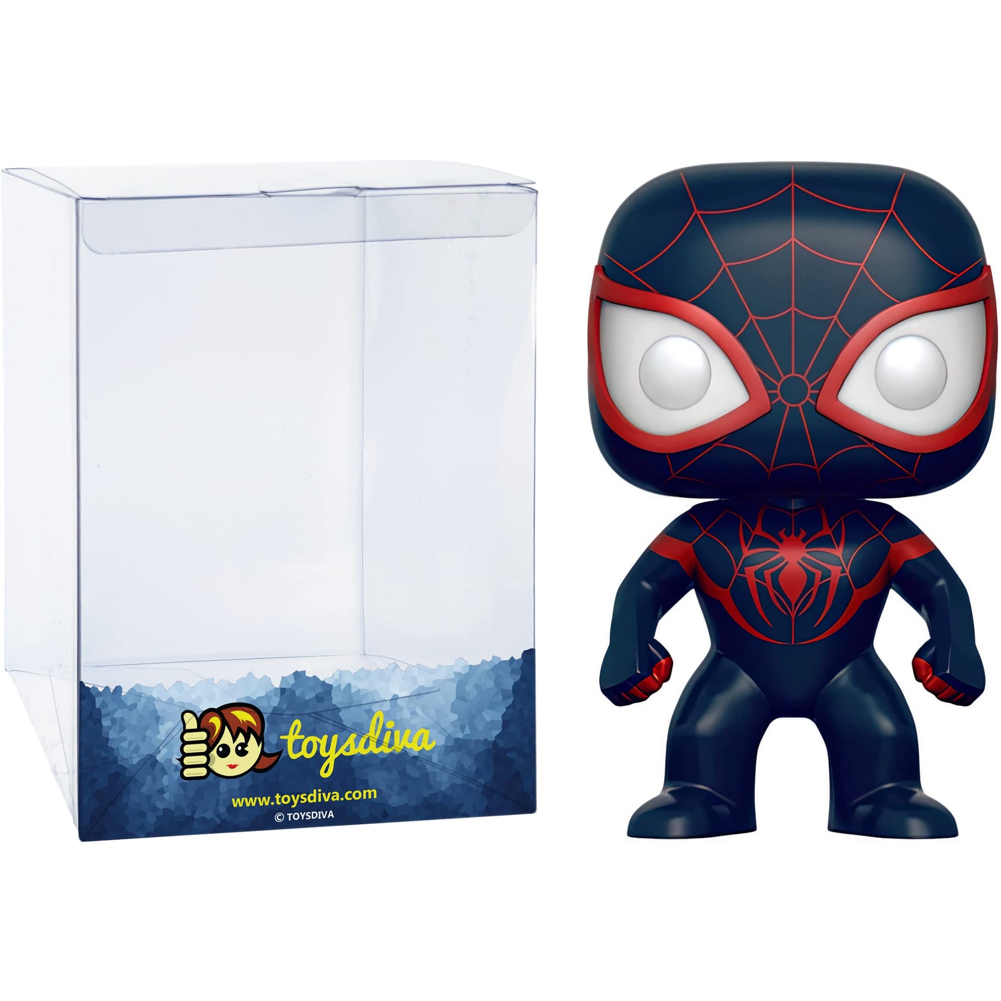 Funko S p i d e r -M a n [M i l e s M o r a l e s ] (Exc): P o p ! Vinyl Figurine Bundle with 1 Compatible 'ToysDiva' Graphic Protector (098-06423 -