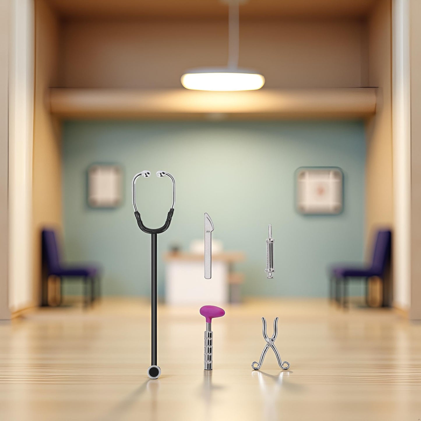 5Pcs Dollhouse Mini Stethoscope Care Tools Dollhouse Dolls Miniature Garden Kit, Hospital Accessories Set for House Decoration Doll Miniature