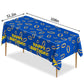 Lecinc 3 Pcs Blue with Gold Ring Print Plastic Tablecloth 108 x 51.2 Inches Table Cover Blue with Gold Ring Party Decor for Boys Girls Birthday Party