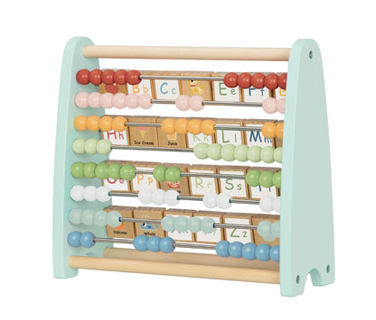 Miss OT Wooden Abacus for Kids Math - Counting and ABC Alphabet Learning Toy for 3 4 5 Year Old, Montessori Toys Ages 2-5, Toddler Educational Toy, 80