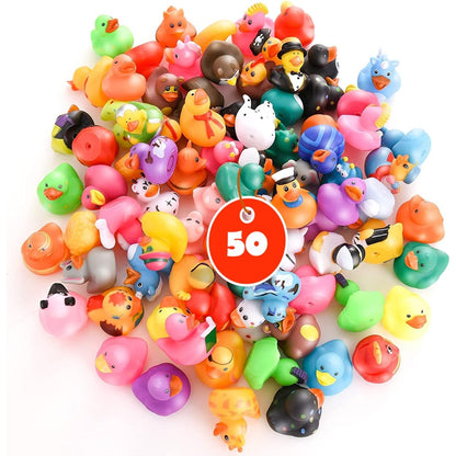 Rubber Ducks for Jeep Ducking 50 PCS Assorted Rubber Ducks for Duckies Games, Jeeps Ducking / Cruise Ships and Bath / Pool Play - Small 2 Inch Rubber