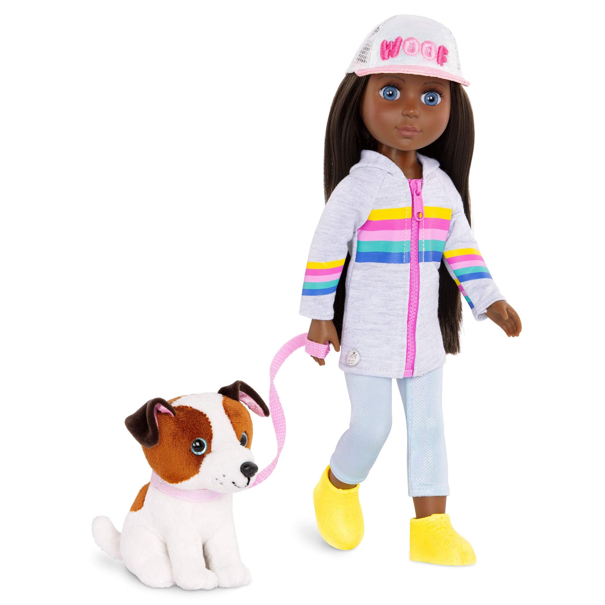 Glitter Girls - 14-Inch Fashion Doll - Brown Hair & Blue Eyes - Plush Dog Pet - Dolls for Girls 3+ Years - Jana & Cuddles