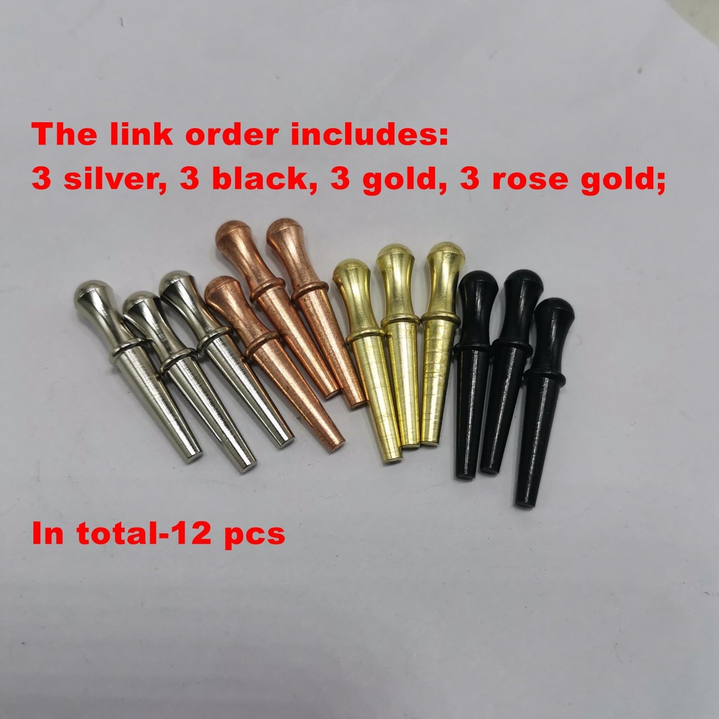 12pcs Length 1inch Metal Cribbage Pegs Board Steel Cone for 1/8 Holes 4 Colors Cribbage Traditional Board Game Gold White Black and Rose Gold