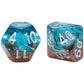 Gate Keeper Games and Dice: Inclusion Dice: Biome - Deep Sea - 7pc Set, Aquatic Blue, Sand & Conch Shell Inclusion, 7 Resin Dice for Role Playing