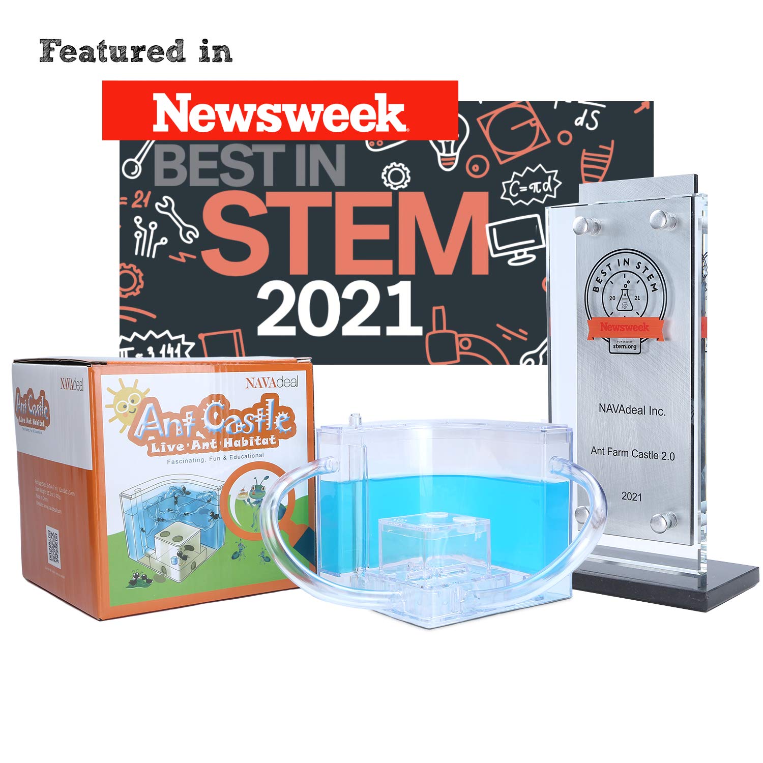 NAVADEAL Ant Farm Castle 2.0 with Connecting Tube, Ant Habitat Science Learning Kit, Best STEM 2021 Educational Kids Toy, Study Insect Behavior at