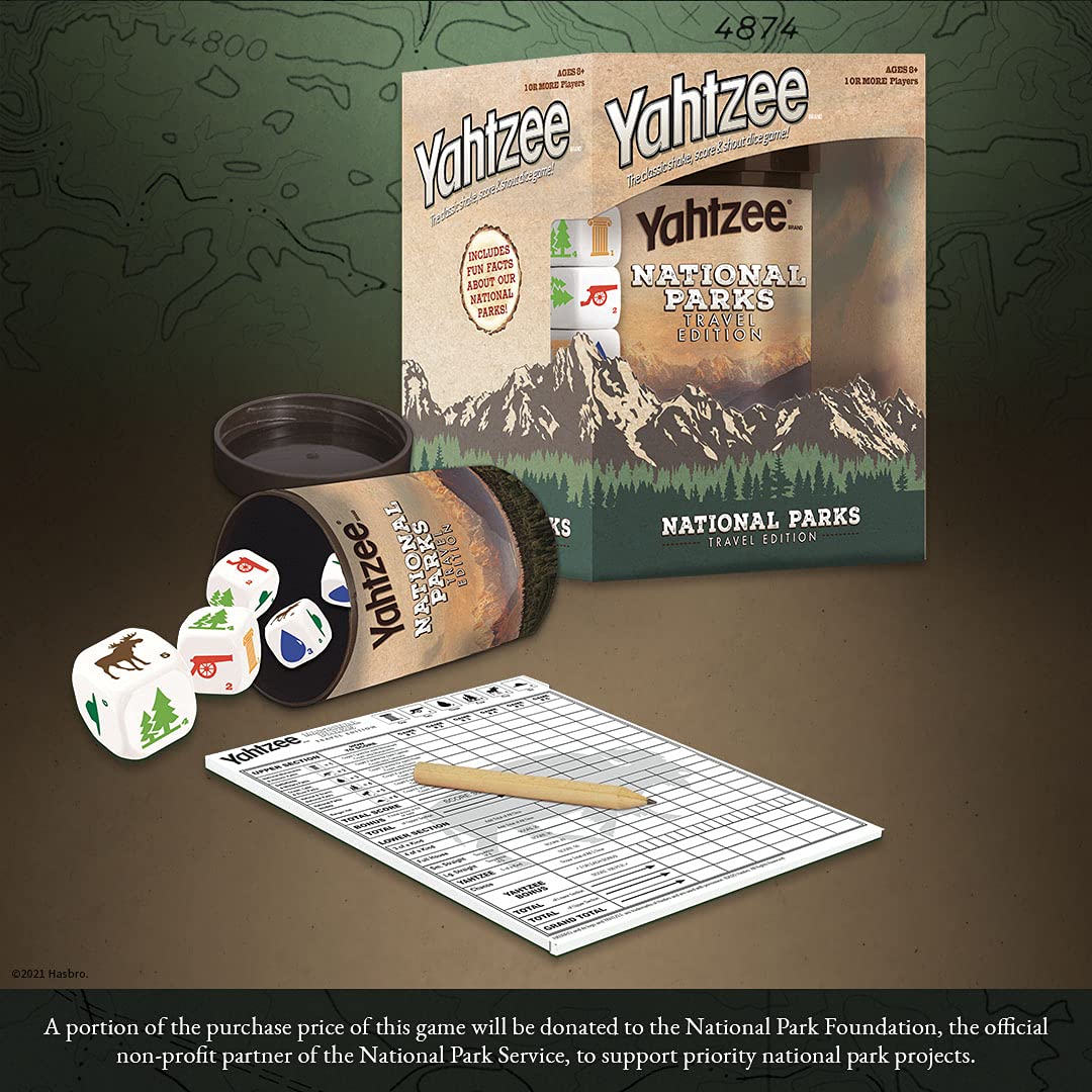 YAHTZEE National Parks Travel Edition | Classic Yahtzee Dice Game with a National Parks Theme | Perfect Travel Game for Families | Celebrate US