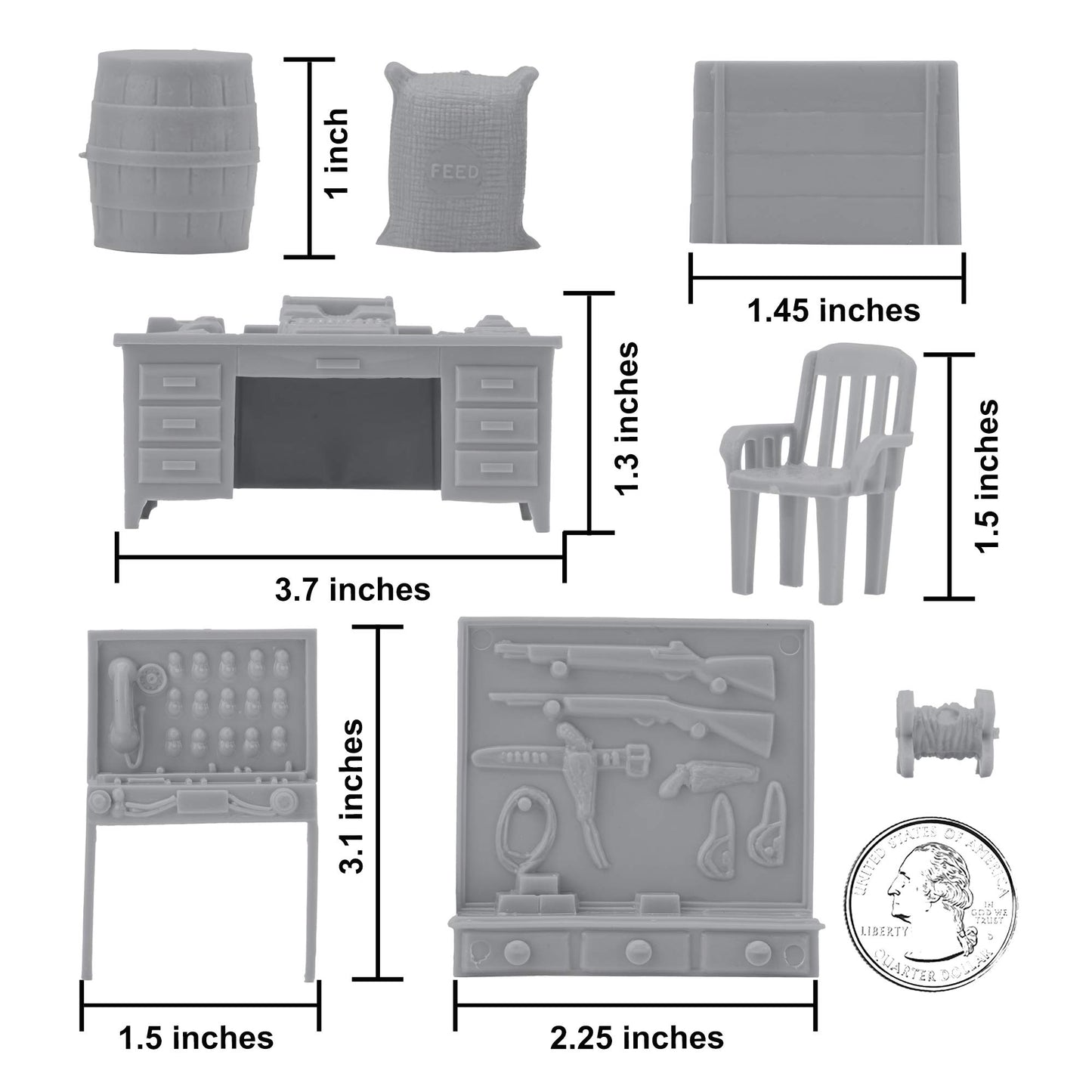 BMC Classic Marx Military Base Camp - 44pc Plastic Army Men Playset Accessories
