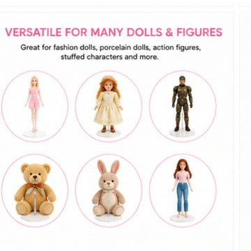 Tall Doll Stand for Large Dolls and Action Figures - White Metal Display Stand with Vinyl-Coated Waist Holder - Fits Dolls Approx 15 to 27 Inches Tall
