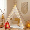 Little Dove Teepee Tent for Kids with Star Lights, Mat & Campfire Toy, Premium Cotton Canvas Kids Play Tent with Wooden Poles, Foldable Indoor Outdoor