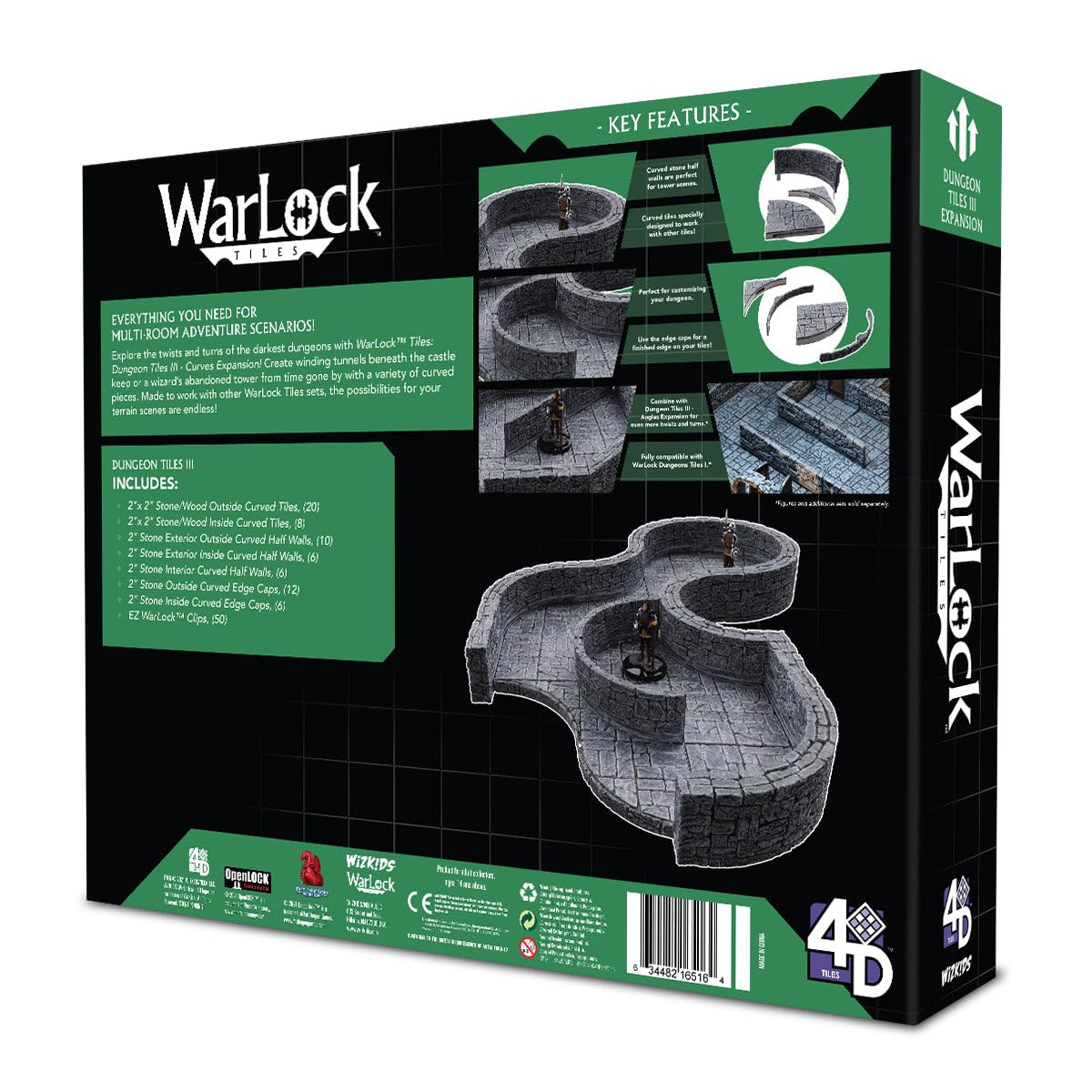 WizKids Warlock Tiles: Expansion - Dungeon Tile III Curves