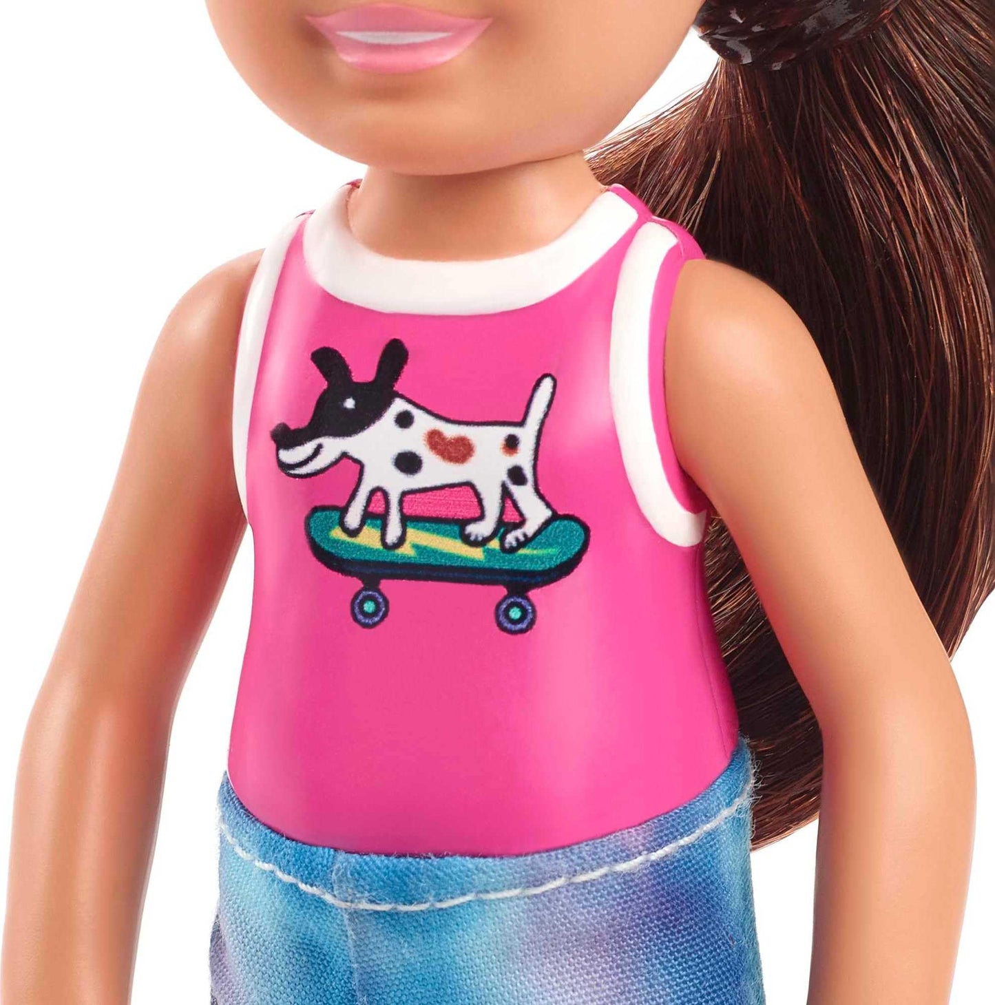 Barbie Chelsea Doll (6-inch Brunette) Wearing Sparkly Skirt, Molded Unicorn Top & Green Shoes, Gift for 3 to 7 Year Olds