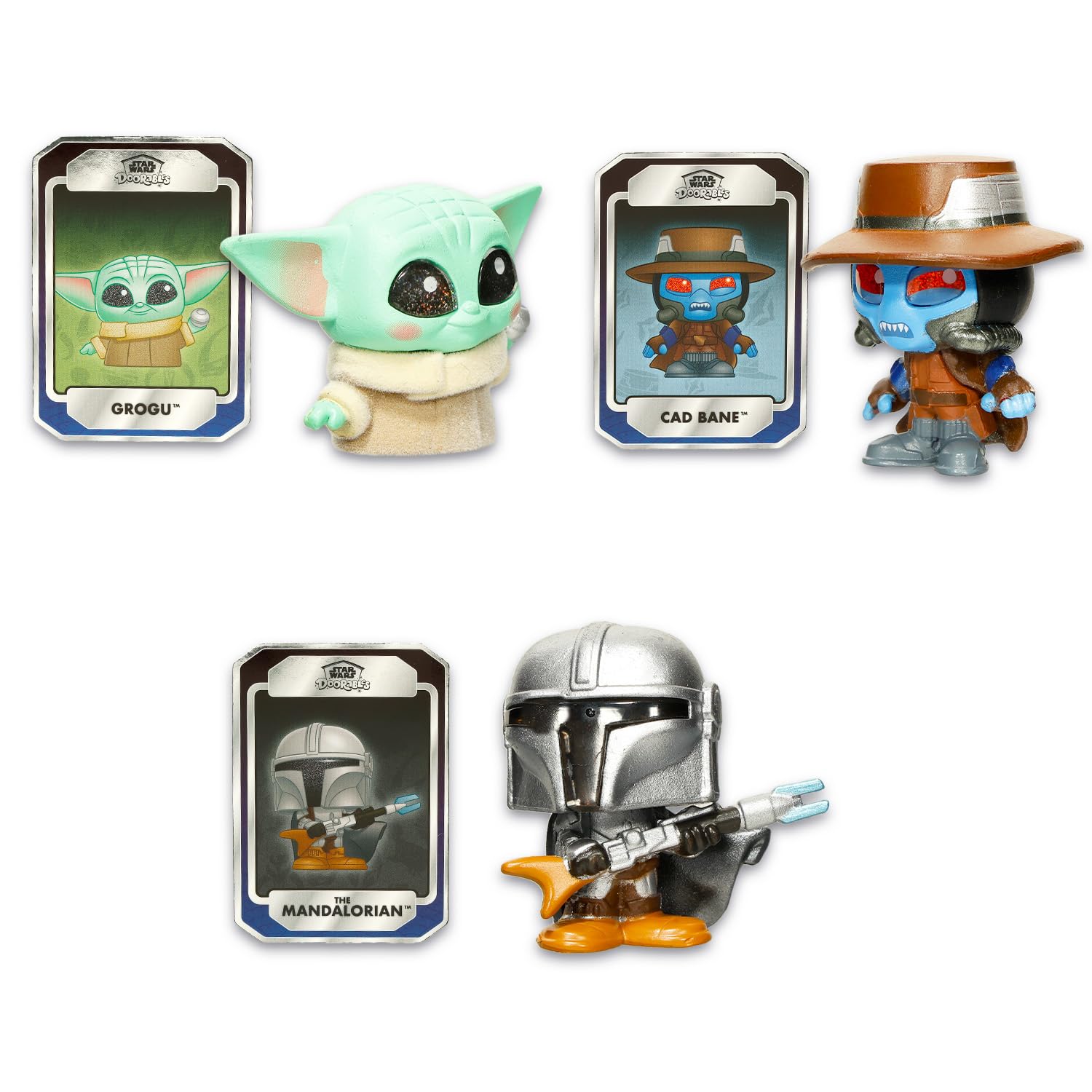 Star Wars Doorables Hyper Peek Set - Bundle with 2024 SDCC Exclusive 3 Doorables Mandalorian Mini Figures with Trading Cards Plus Stickers, More |