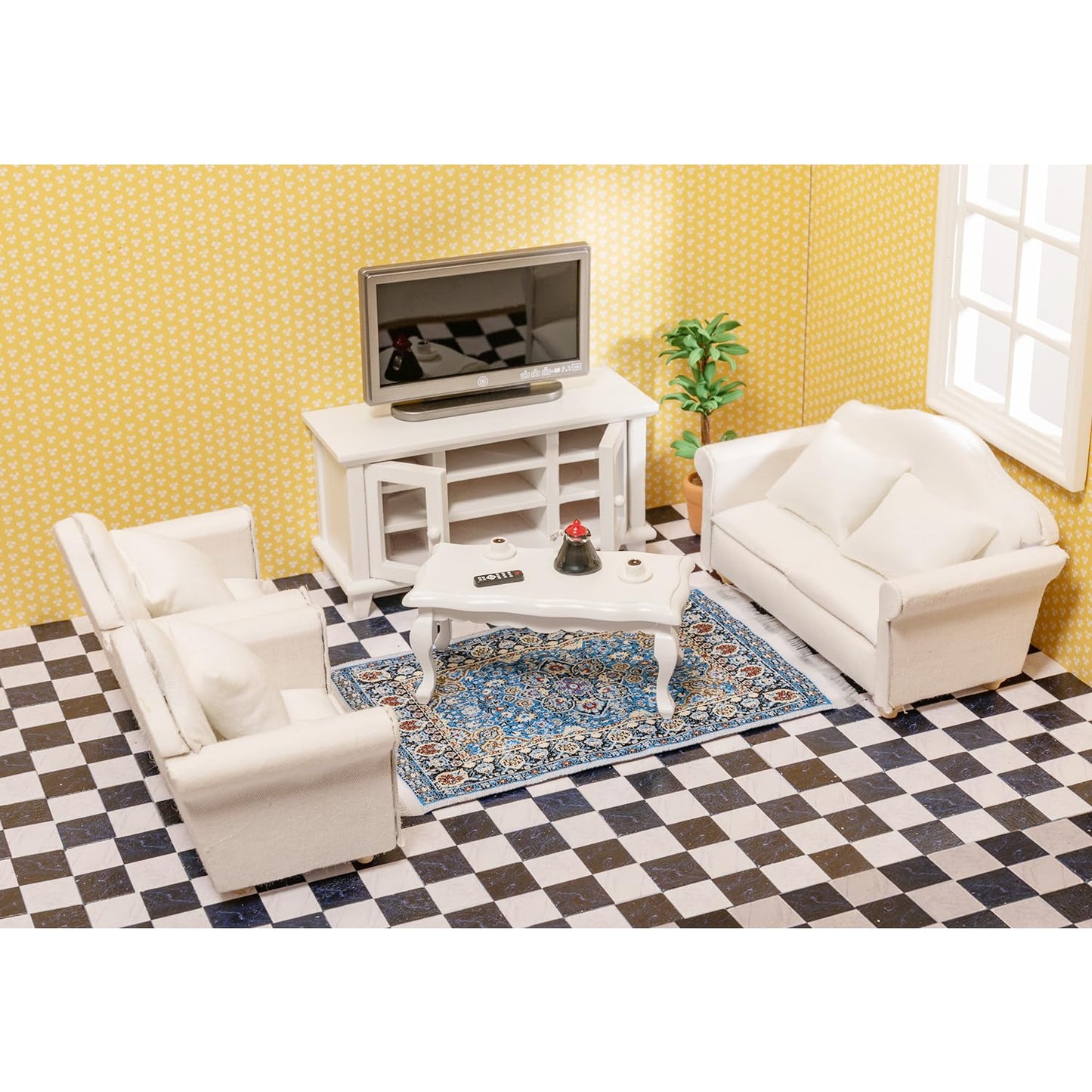 SAMCAMI 36 Pcs Miniature Dollhouse Accessories, Dollhouse Flooring, Solid Wood Floor Tiles, Dollhouse Wallpaper, Mini Dollhouse Accessories 1 12 Scale