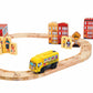 Motorized School Bus for Wooden Track - Yellow Schoolbus Themed Battery Operated - Includes Wooden Bus Stop Sign - Electric Powered Engine Toy