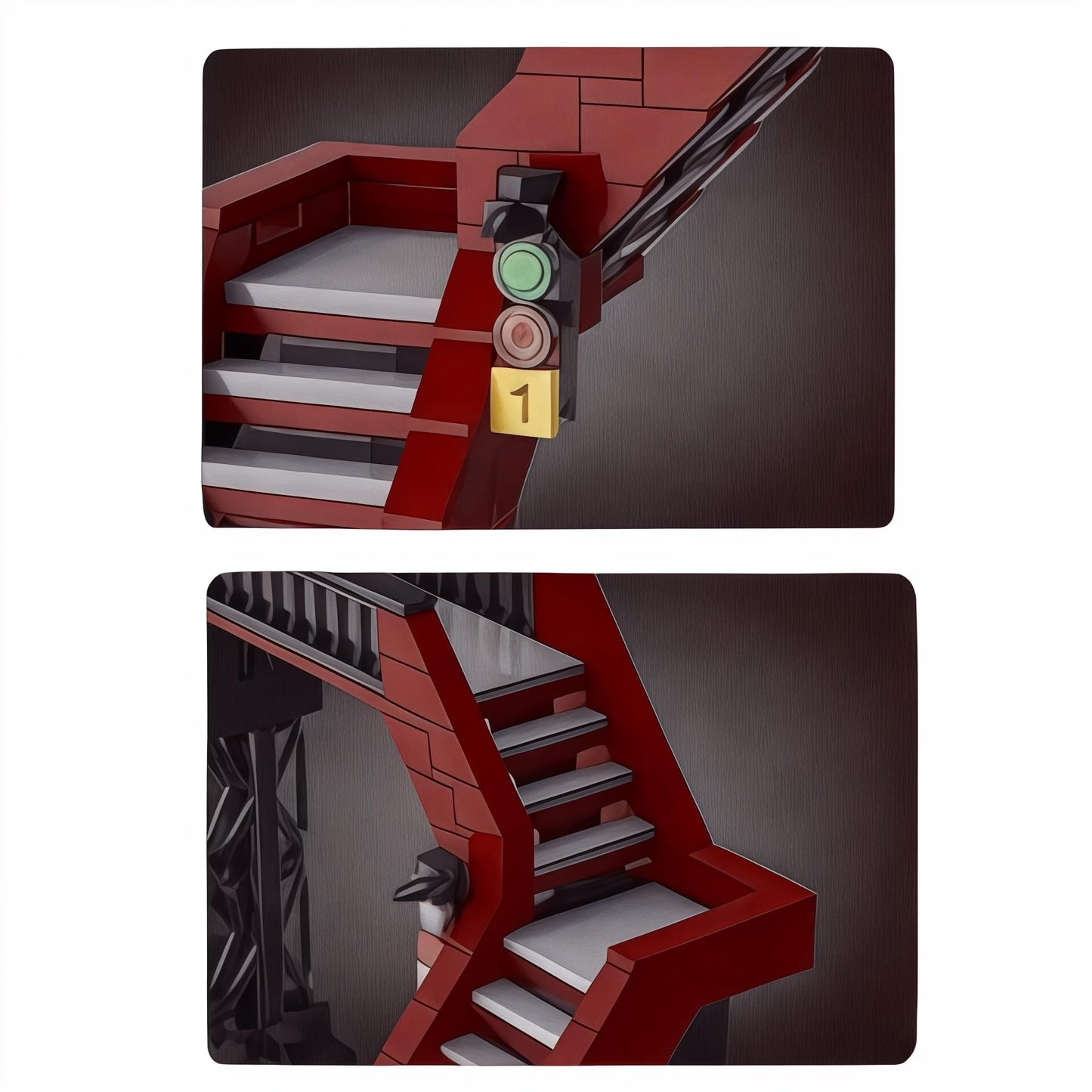 General Jim's Red Railway Crossing Modular Building Block Bricks Set, Contains 655 Brick Pieces, Base Plates Included, for Adults, Teens and Train
