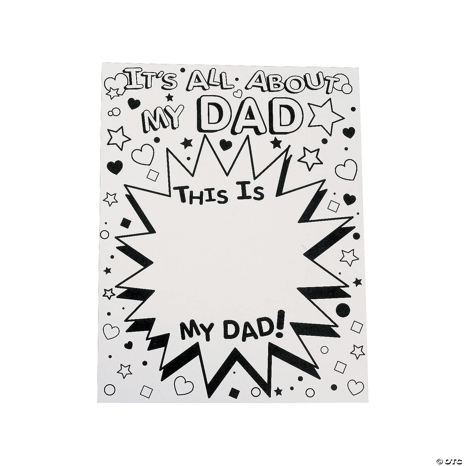 Fun Express All About My Dad Card Set of 12 - Giant Fathers Day Card from Kids to Color | DIY Fathers Day Crafts for Toddler, Preschool & Classroom |