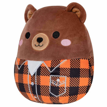 Squishmallows 7.5" Omar The Bear in Plaid Shirt