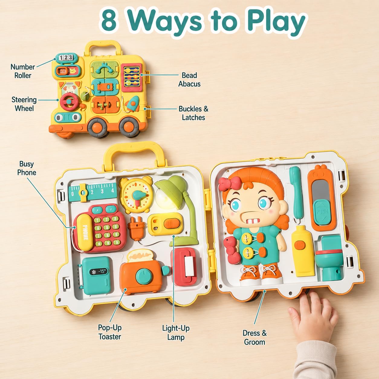 Musical Montessori Busy Board for 1 Year Old to 4 Years Old | 8-in-1 Sensory Gameplay | Educational Toys for Babies | Fine Motor Skills, Thinking