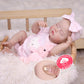 Tookyhill 18 Inch Realistic Reborn Baby Doll - Sleeping Lifelike Newborn Doll Girl with Closed Eyes, Soft Full Vinyl Body, Pink Bear Outfit & Headband
