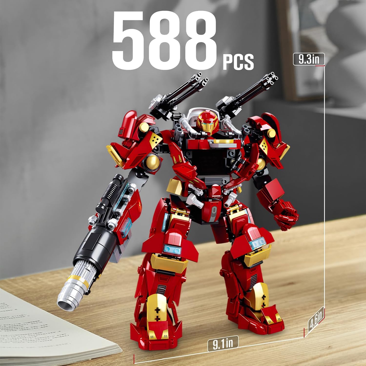 HIGH GODO Mech Robot Transforming Building Blocks Set for Adults, City Warrior Justice Hero Soldier Mech Model Building Kit, Cool Creative Robots Toys