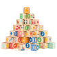 Joqutoys Wooden Building Blocks for Toddlers, Large Wood Baby Stacking Blocks Set for Kids, 30 PCS Alphabet Blocks with Toy Wagon, Educational Wooden