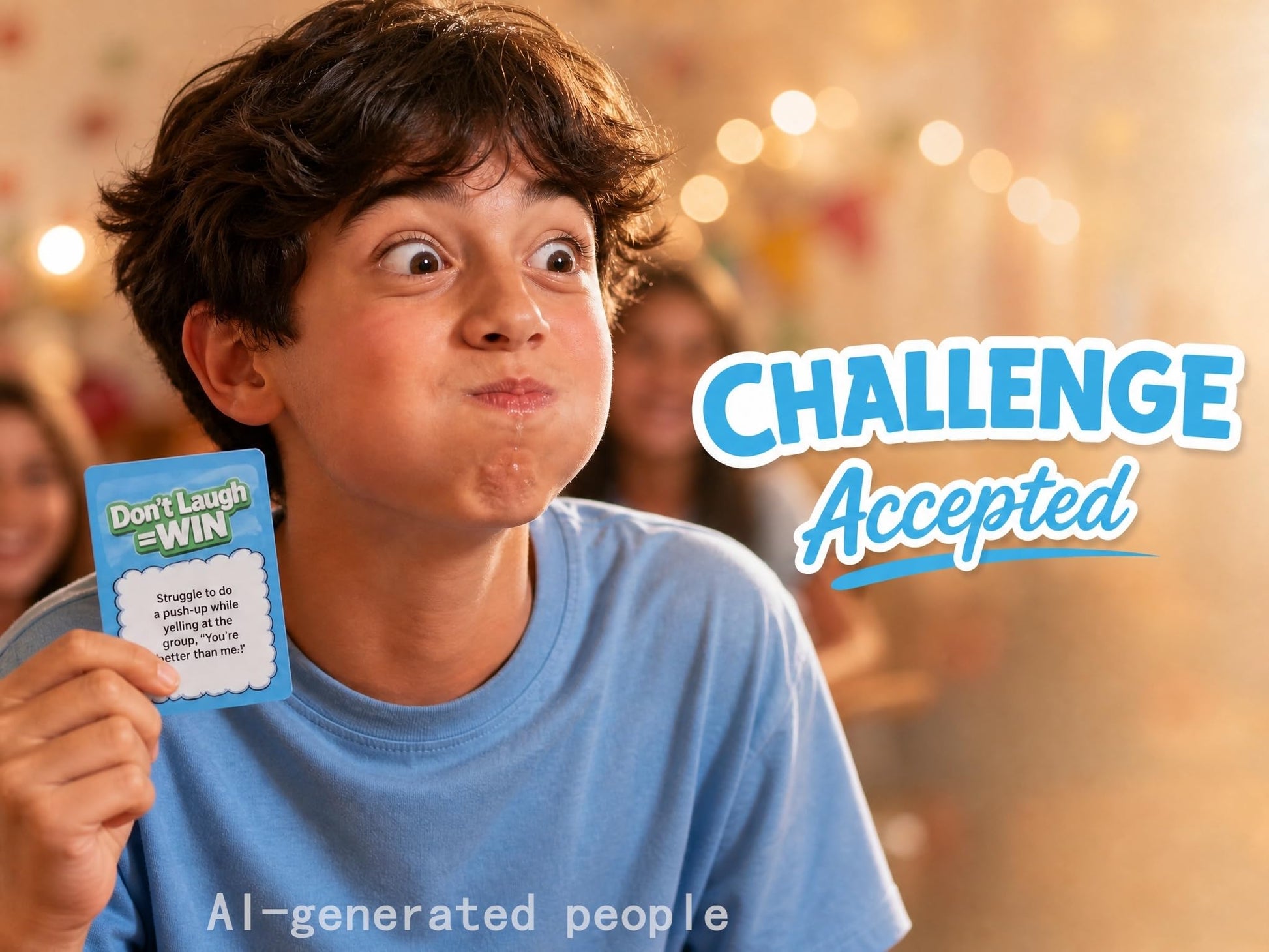 DLPJEOCR Funny Board Games Don’t Laugh = Win Party Card Game - Hilarious Challenge Group Game with 108 Cards & Timer - Fun Family Game Night