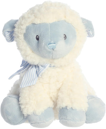 Aurora® Playful Blessing Lamb™ Boy Lamb™ Baby Stuffed Animal - Comforting Companion - Imaginative Play - Blue 9 Inches