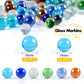 REGUICORP 80PCS Glass Marbles, 14mm & 16mm Sizes Marbles Bulk, Solid Round Marbles for Board Games, DIY Decorations and Home Furnishings, Party