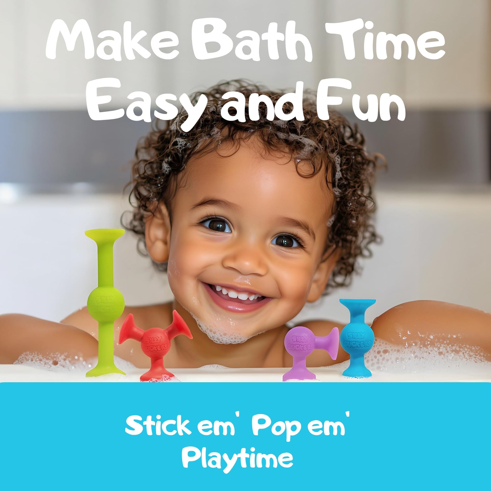 Silly Suckers Suction Toy Set - Educational Baby Bath Toys - Sensory Montessori Building Game - Toddler Bath Toys - Interactive, Creative Suction