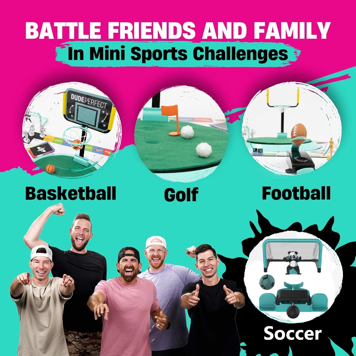 Dude Perfect Board Game with Soccer Add On; Action Packed Sports Challenges for Competitive Kids and Families | Perfect for Family Game Night; 2 to 5