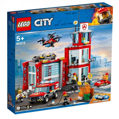 LEGO City Fire Station 60215 Fire Rescue Tower Building Set with Emergency Vehicle Toys Includes Firefighter Minifigures for Creative Play (509