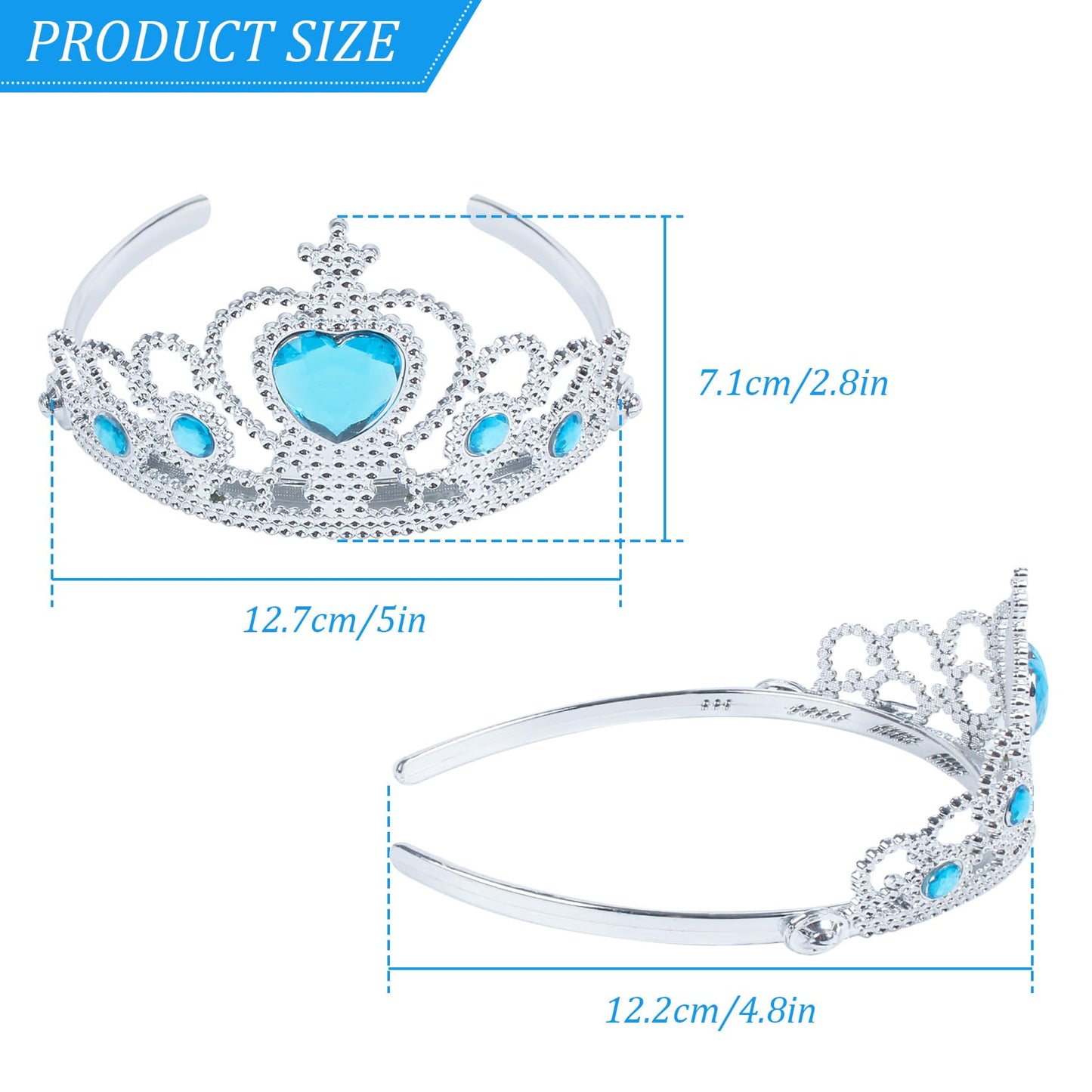 XiangGuanQianYing Princess Dress Up Crowns and Tiaras for Child from 3 Years Up Party Favors Blue Tiara Plastic Silver Tiara(10 Pack) (Sky Blue)