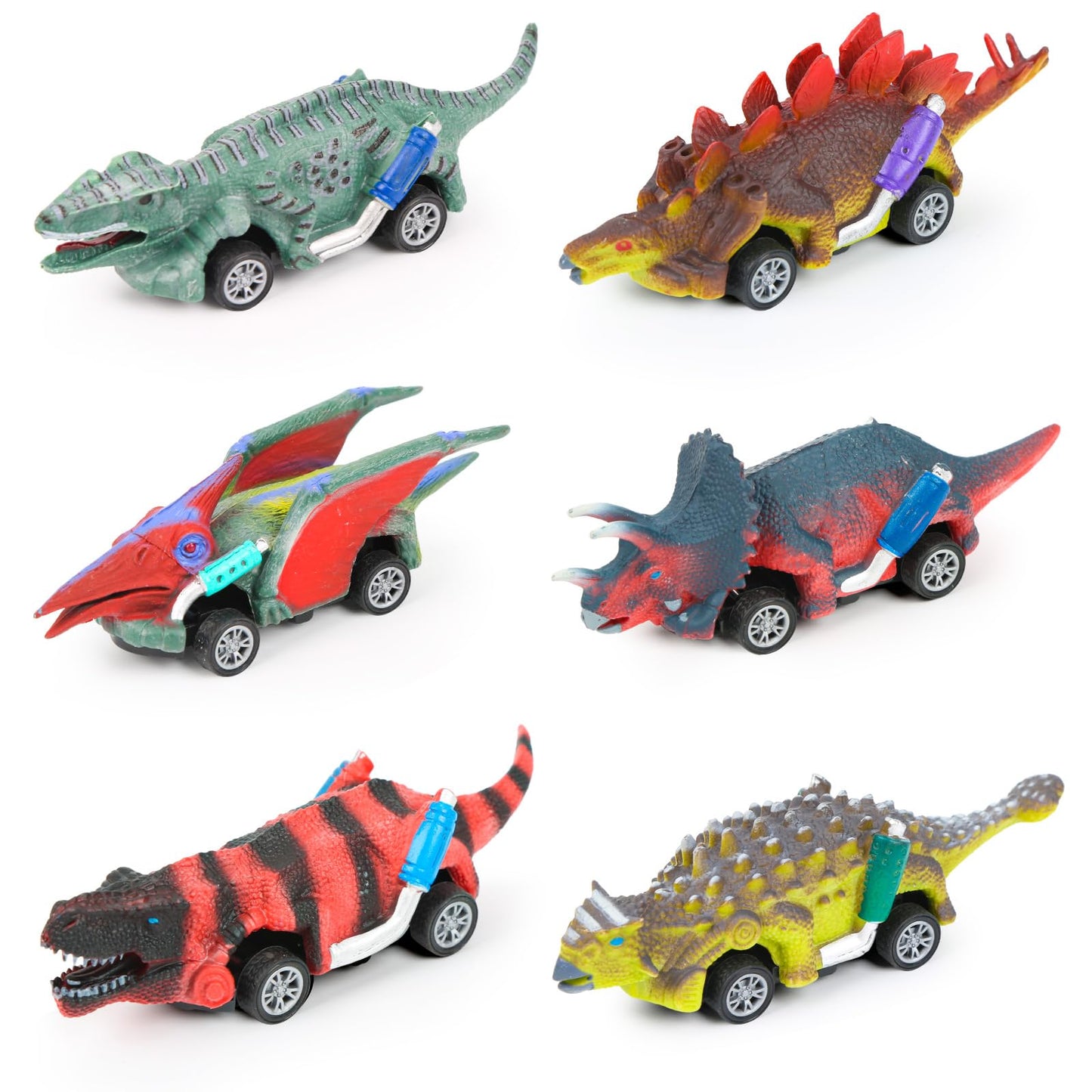 EASYFUN Dinosaur Toys for Kids 3-5 Pull Back Toy Cars 6 Pack Dino Toys for 3 4 5 and Up Boys Girls Dinosaur Games with T-Rex Dinosaur Toy Cars Gift