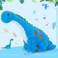 Houwsbaby 14" Blue Musical LED Dinosaur Stuffed Animal Floppy Diplodocus Plush Toy Singing Light Up Adorable Long Neck Lullaby Animated Soothe Baby