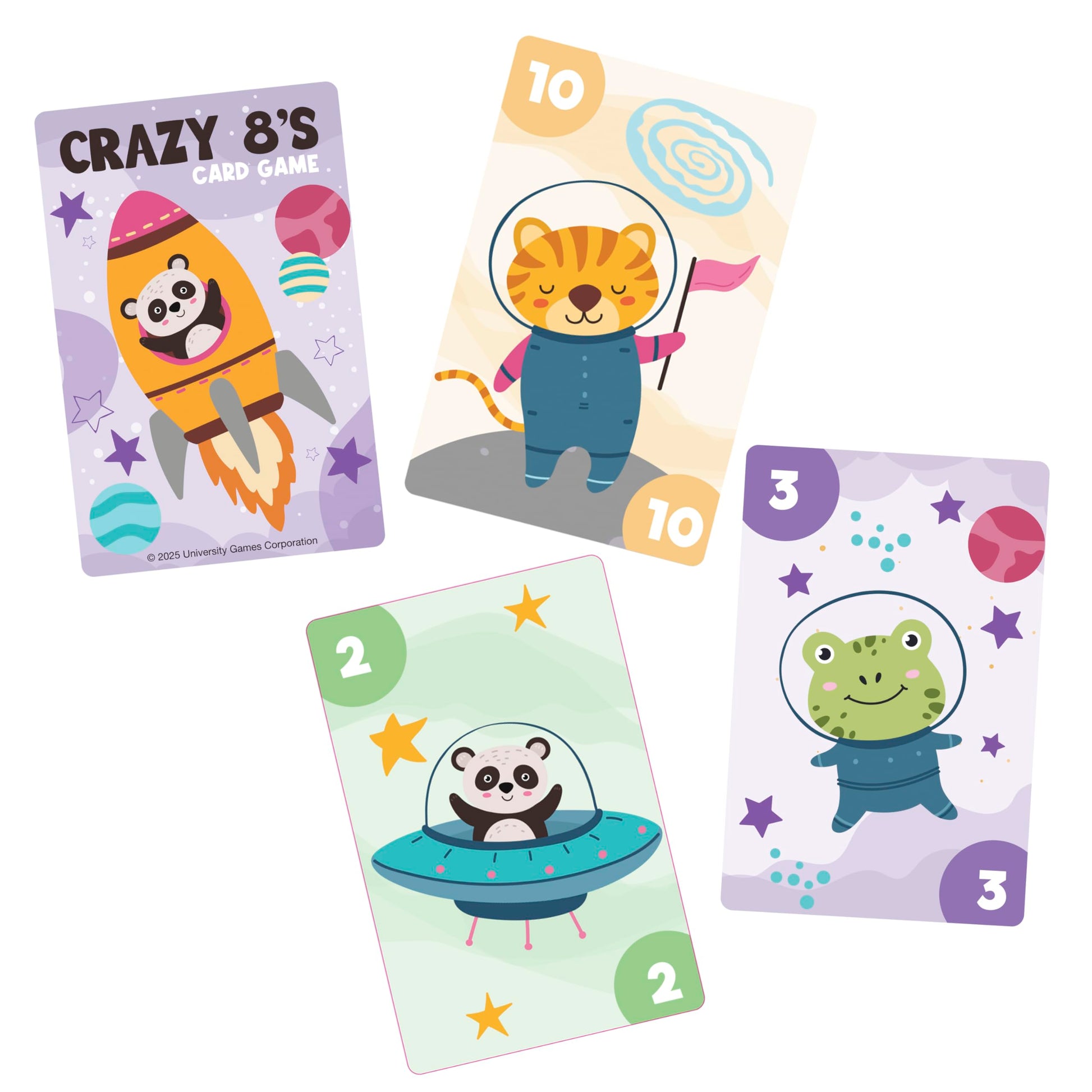 University Games Crazy 8s Card Game - Jumbo Size, Colorful Animal Cards for Kids Ages 4 and Up, Fun Family and Educational Game