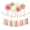 Pink Champagne-Peach Rose-Gold Boho Party Decorations - 23pcs Women Girls Birthday Tissue Pom Poms Streamers,Baby Bridal Shower Tassel Garland