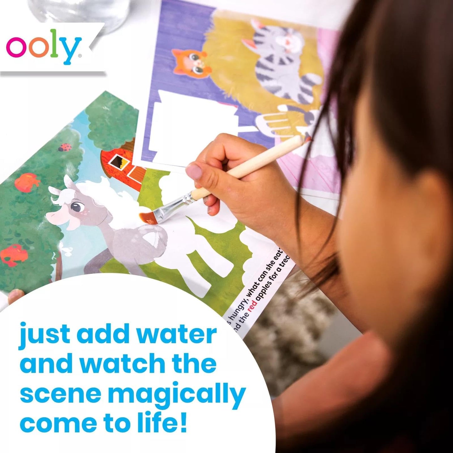 Ooly Water Amaze Mess-Free Travel Activity for Kids - 12 Reusable Reveal Boards & Brush, Paint with Water, Toddler Car & Airplane Craft - On The Farm
