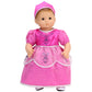 Sophia's 15" Baby Doll 2 pc. Embroidered Princess Dress and Crown, Hot Pink with Silver Trim