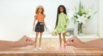 Barbie Fashions 2-Pack Clothing Set, 2 Outfits Doll Include Green Sweatshirt Dress, Sleeveless Top & Skirt & 2 Accessories