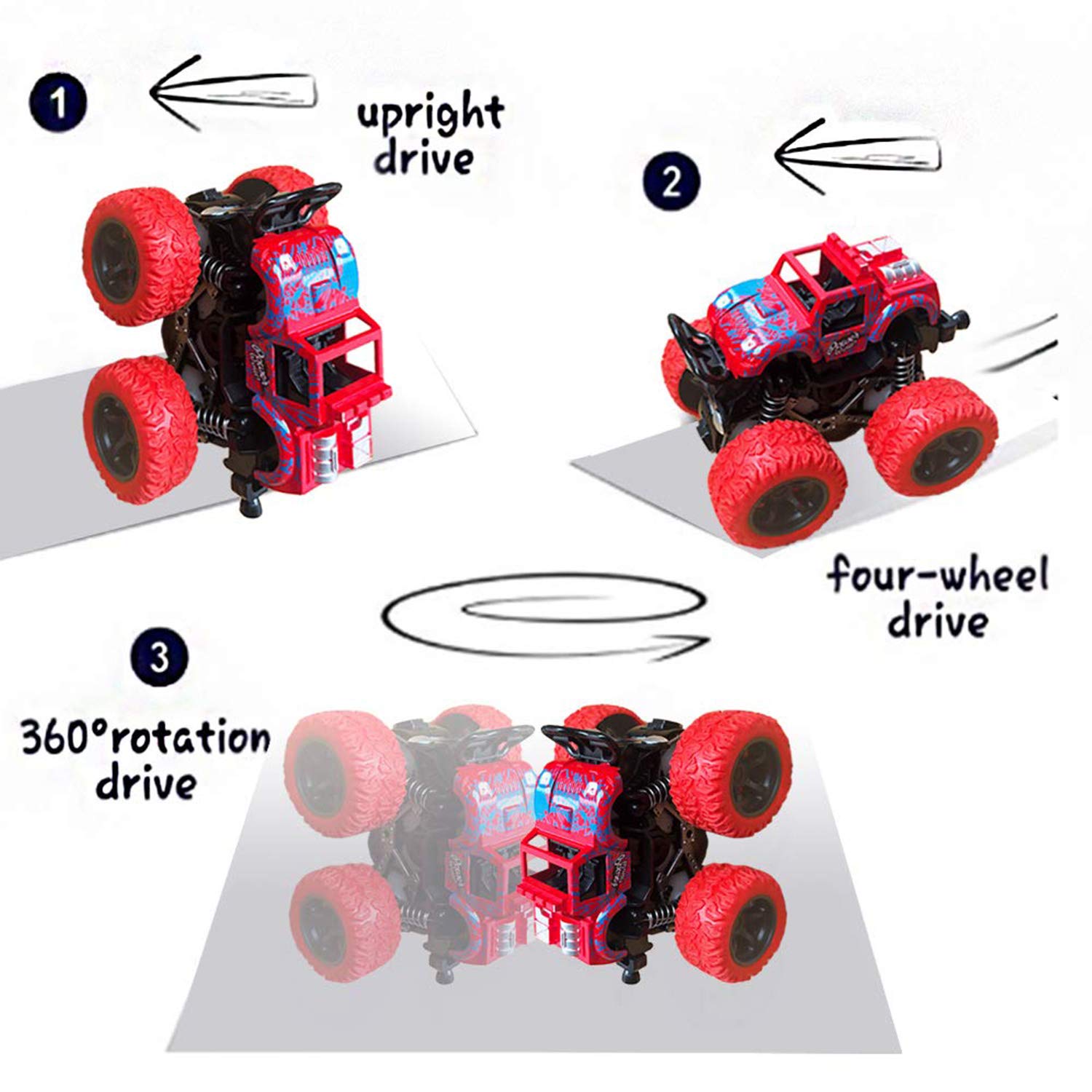 Lonandy 4 Pack Monster Truck Toys for Boys, Push Car Toy Trucks for Toddlers 2-4 Years, Best Christmas Children's Day Gift Birthday Party Favors