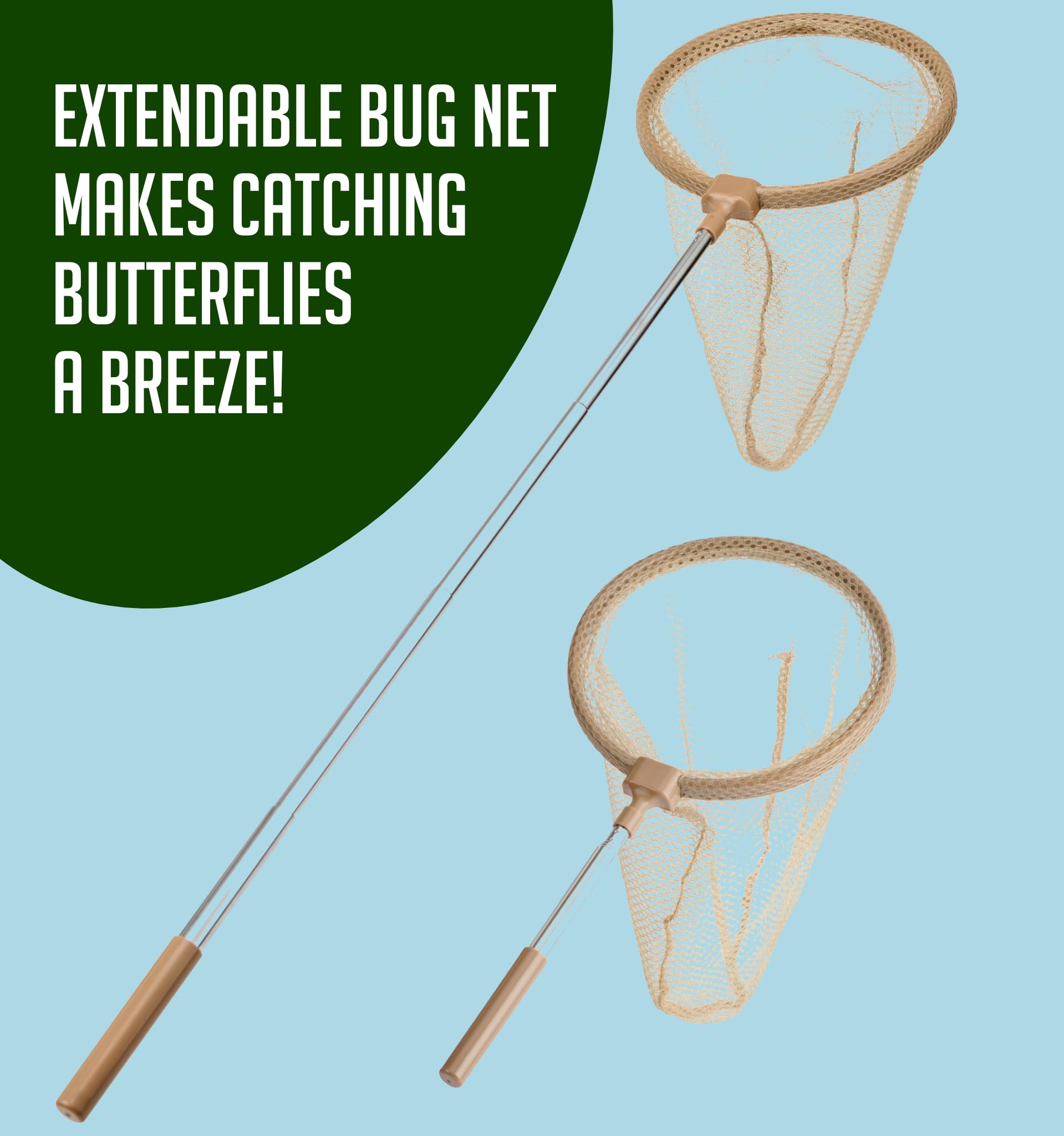 Montessori Mama Kids' Bug Catching Kit - Complete Insect Exploration Set with Habitat, Extendable Net, Magnifying Tools & Carry Strap - Educational