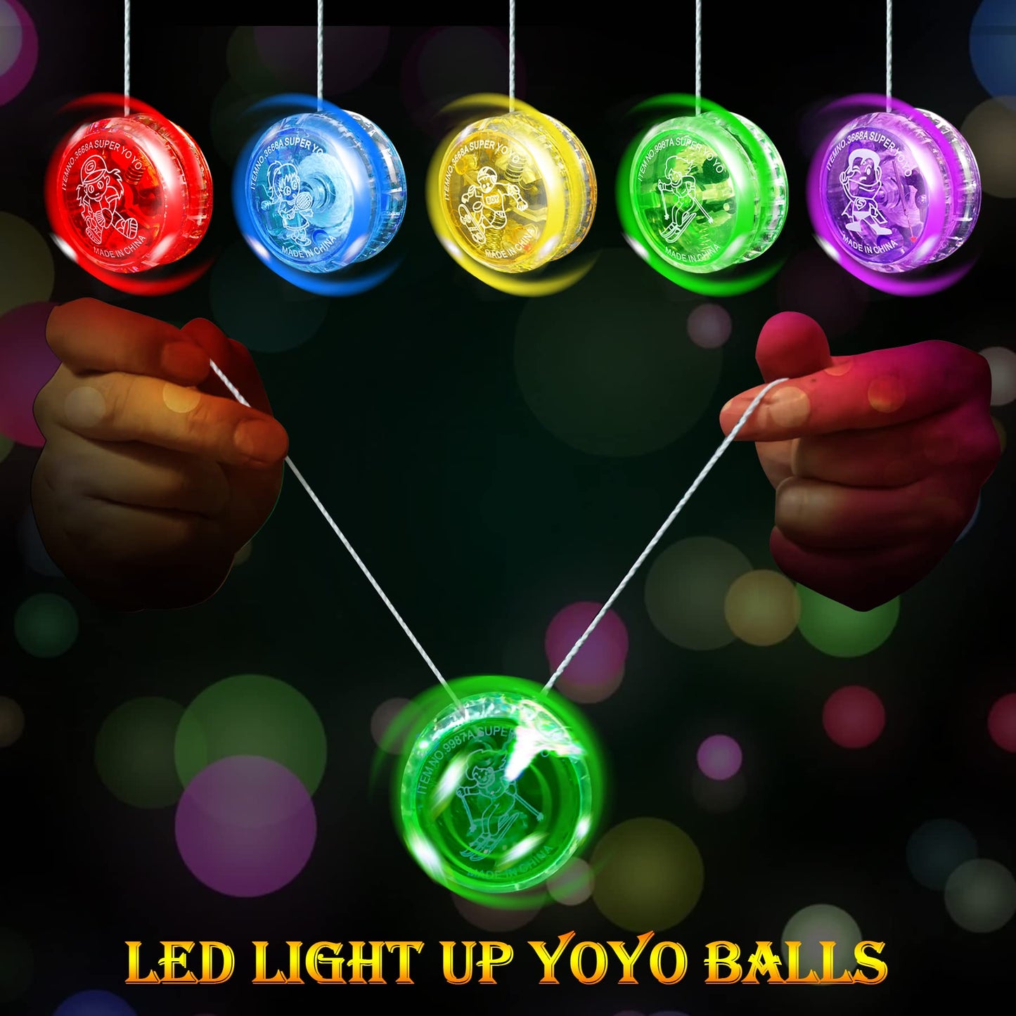 YOFOBU 32 LED Light Up Responsive Ball Beginner Level LED YoYo Ball Plastic Auto Return Bearing Toys for Birthday Party Favors,Classroom Rewards